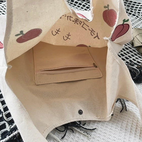 Sweet Peach Canvas Tote Bag-Kawaii Dream