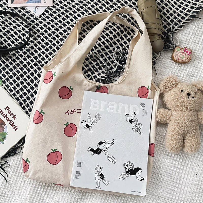 Sweet Peach Canvas Tote Bag-Kawaii Dream
