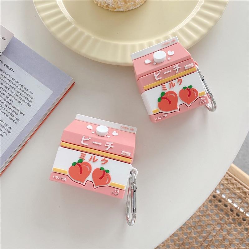 Sweet Peach Milk Carton Airpods Case (1&2&Pro)-Kawaii Dream