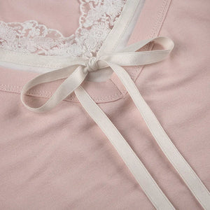 Sweet Pink Harajuku Style Slim-fit Laced Women's Top-Kawaii Dream