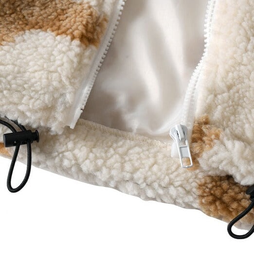 Teddy Bear Fleece Hooded Zip-up Jacket-Kawaii Dream