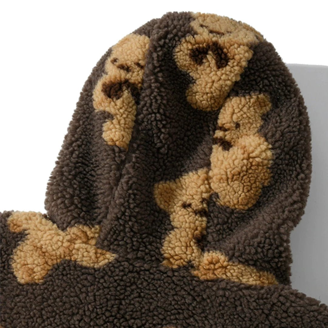 Teddy Bear Fleece Hooded Zip-up Jacket-Kawaii Dream