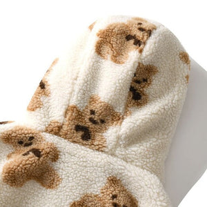 Teddy Bear Fleece Hooded Zip-up Jacket-Kawaii Dream