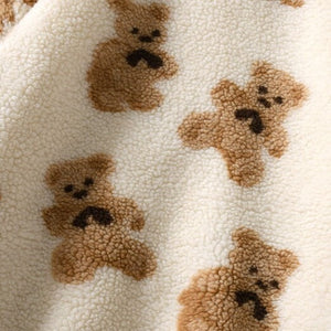 Teddy Bear Fleece Hooded Zip-up Jacket-Kawaii Dream