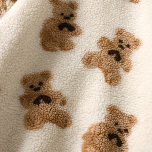 Teddy Bear Fleece Hooded Zip-up Jacket-Kawaii Dream