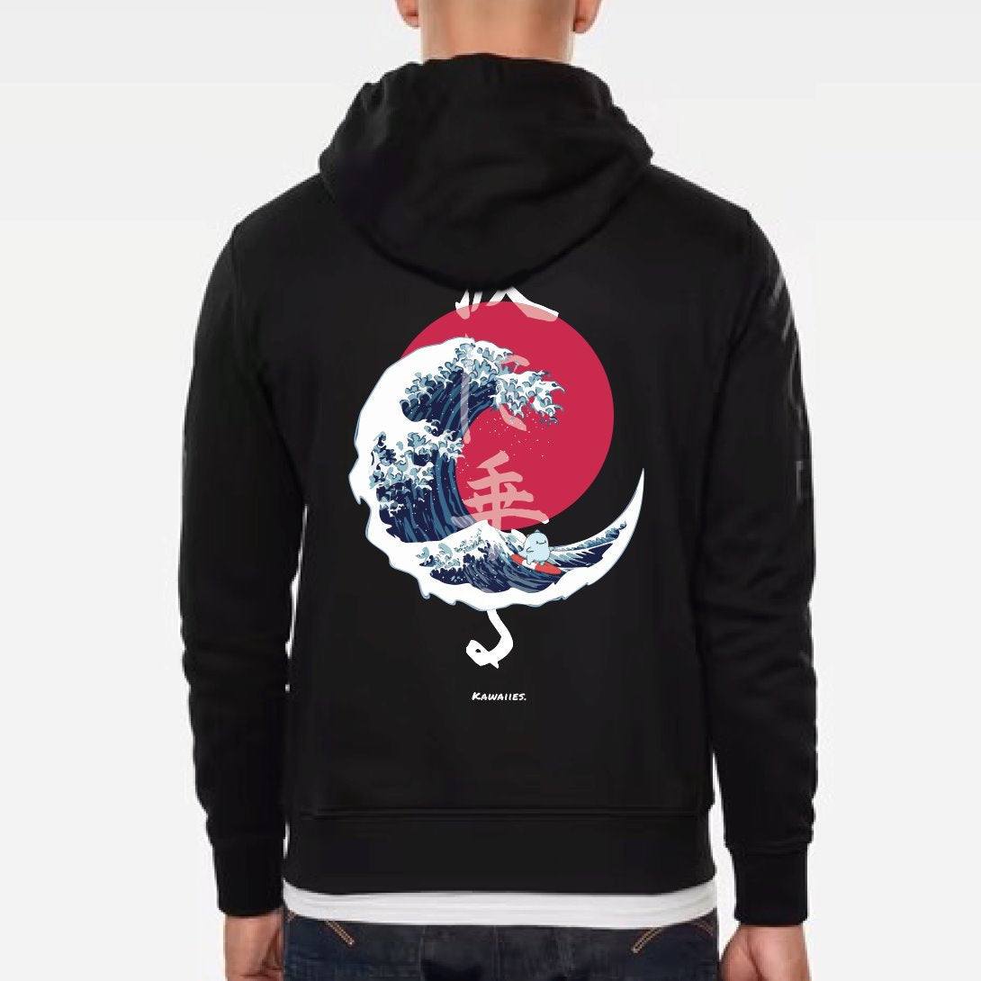 The Great Wave Blood Moon Sun Tato Hoodie-Kawaii Dream