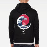 The Great Wave Blood Moon Sun Tato Hoodie-Kawaii Dream