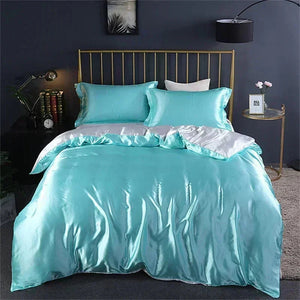 Turquoise Mulberry Silk Bedding Set-Kawaii Dream