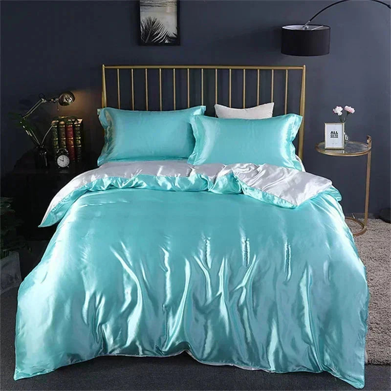 Turquoise Mulberry Silk Bedding Set-Kawaii Dream