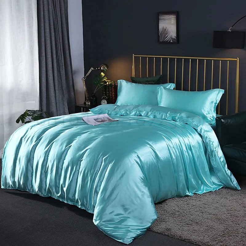 Turquoise Mulberry Silk Bedding Set-Kawaii Dream