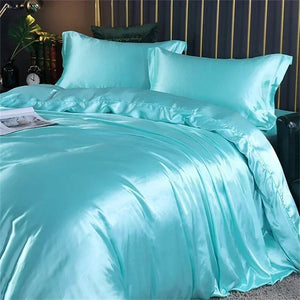 Turquoise Mulberry Silk Bedding Set-Kawaii Dream