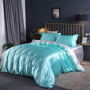 Turquoise Mulberry Silk Bedding Set-Kawaii Dream