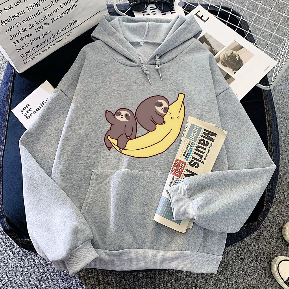 Two Baby Sloths Hugging Banana Unisex Hoodie-Kawaii Dream