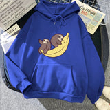Two Baby Sloths Hugging Banana Unisex Hoodie-Kawaii Dream