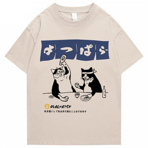 Two Cats Drinking at Japanese Bar Unisex Tee-Kawaii Dream