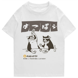 Two Cats Drinking at Japanese Bar Unisex Tee-Kawaii Dream
