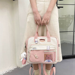 Two Tone Brown Bear Kawaii Side Bag-Kawaii Dream