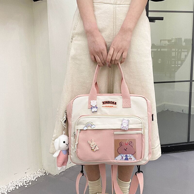 Two Tone Brown Bear Kawaii Side Bag-Kawaii Dream