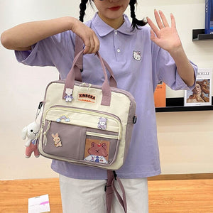 Two Tone Brown Bear Kawaii Side Bag-Kawaii Dream