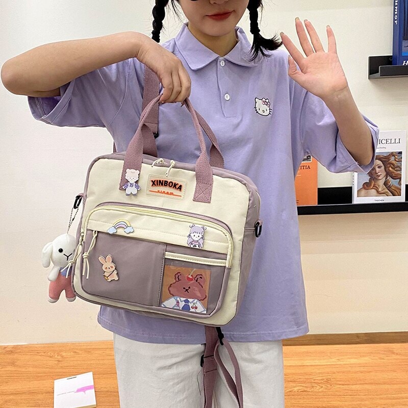 Two Tone Brown Bear Kawaii Side Bag-Kawaii Dream