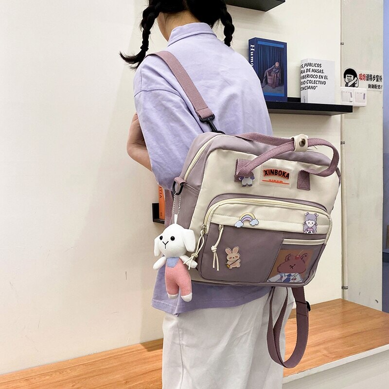 Two Tone Brown Bear Kawaii Side Bag-Kawaii Dream