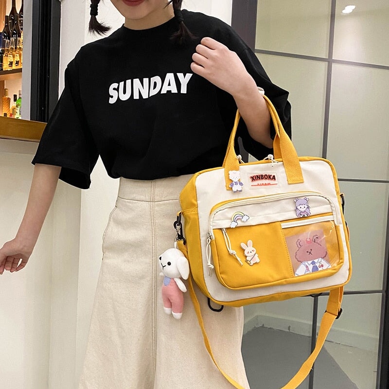 Two Tone Brown Bear Kawaii Side Bag-Kawaii Dream