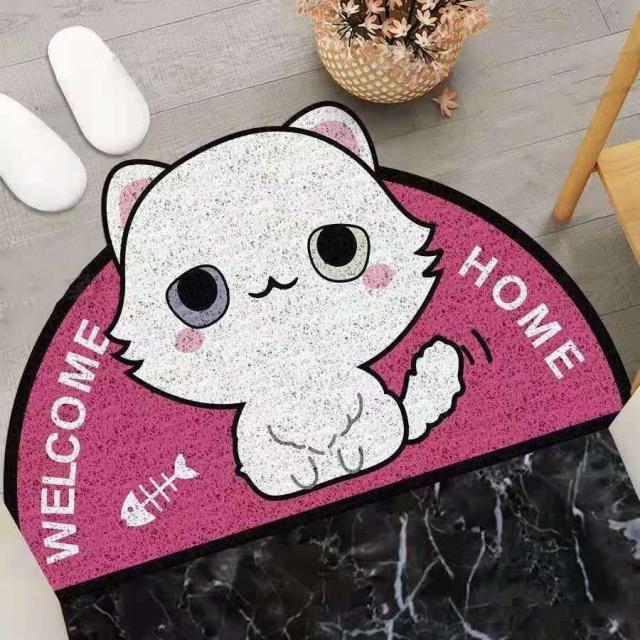 Welcome Home Kitty Cat Semi Circle Shape Mat-Kawaii Dream