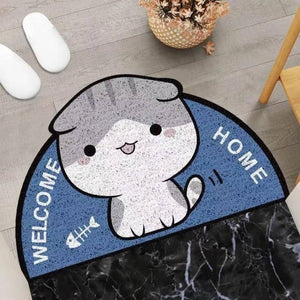 Welcome Home Kitty Cat Semi Circle Shape Mat-Kawaii Dream