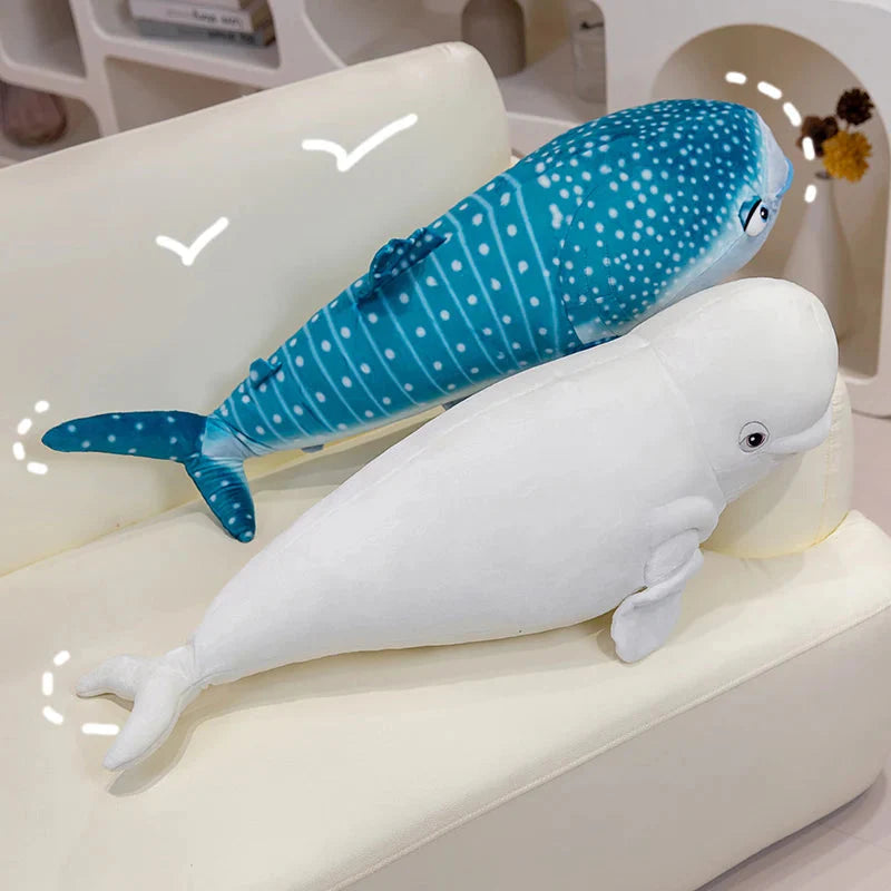 White Beluga Blue Whale Shark 75cm Plushies-Kawaii Dream