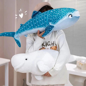 White Beluga Blue Whale Shark 75cm Plushies-Kawaii Dream