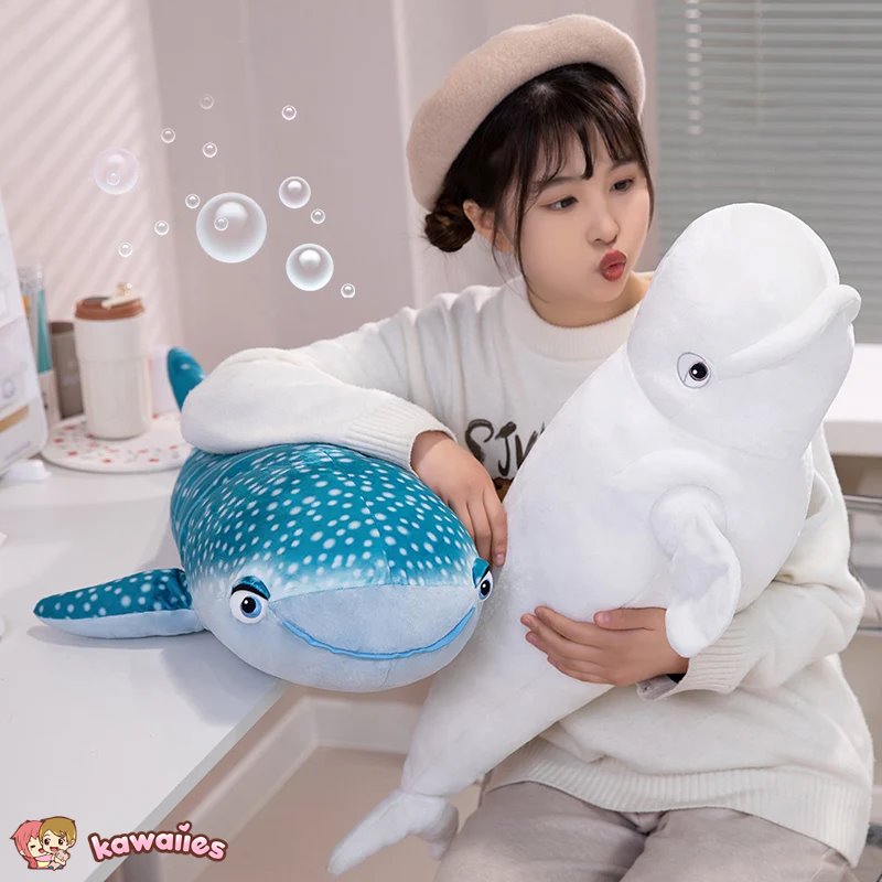 White Beluga Blue Whale Shark 75cm Plushies-Kawaii Dream