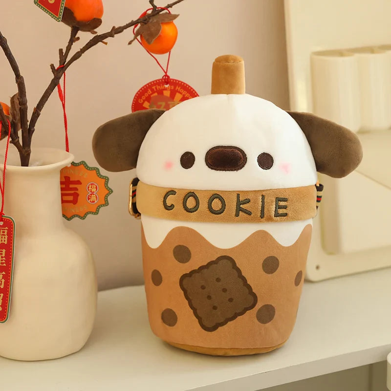 White Bichon Frisé Plushie Bubble Tea Cookie Bag-Kawaii Dream