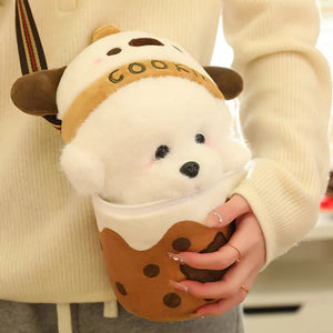 White Bichon Frisé Plushie Bubble Tea Cookie Bag-Kawaii Dream