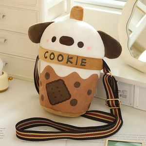 White Bichon Frisé Plushie Bubble Tea Cookie Bag-Kawaii Dream