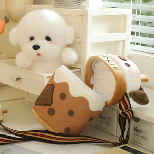 White Bichon Frisé Plushie Bubble Tea Cookie Bag-Kawaii Dream