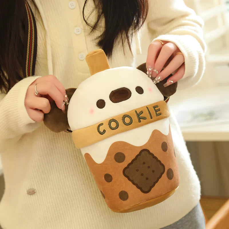 White Bichon Frisé Plushie Bubble Tea Cookie Bag-Kawaii Dream