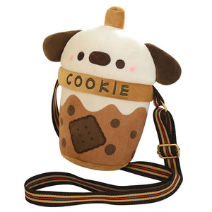 White Bichon Frisé Plushie Bubble Tea Cookie Bag-Kawaii Dream