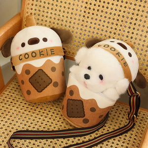 White Bichon Frisé Plushie Bubble Tea Cookie Bag-Kawaii Dream