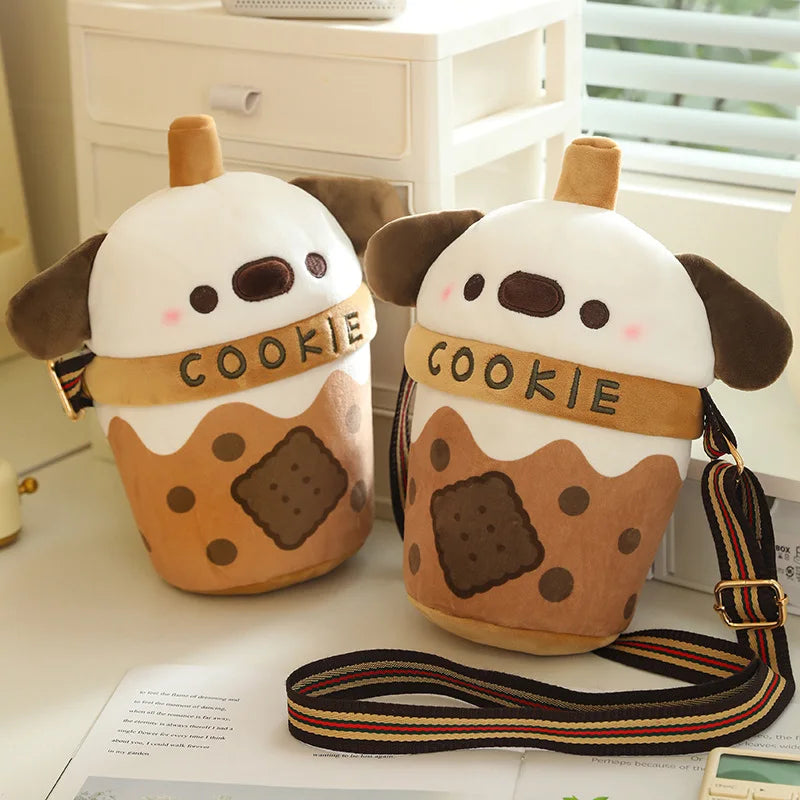 White Bichon Frisé Plushie Bubble Tea Cookie Bag-Kawaii Dream