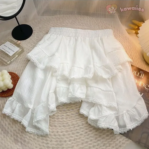 White Black Irregular Layered Mini Skirt-Kawaii Dream