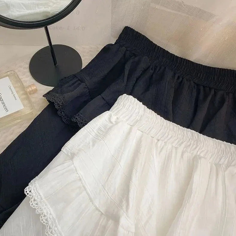 White Black Irregular Layered Mini Skirt-Kawaii Dream