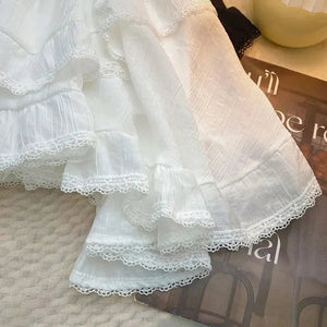 White Black Irregular Layered Mini Skirt-Kawaii Dream