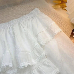 White Black Irregular Layered Mini Skirt-Kawaii Dream