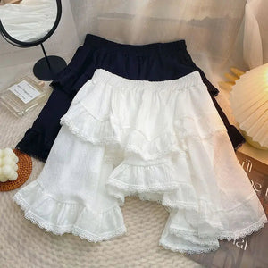 White Black Irregular Layered Mini Skirt-Kawaii Dream