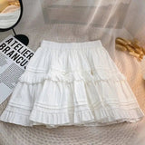 White Black Ruffle Layered High Waist Mini Short Women's Skirt-Kawaii Dream