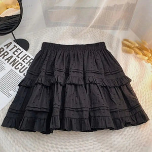 White Black Ruffle Layered High Waist Mini Short Women's Skirt-Kawaii Dream