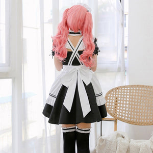 White Black Striped Lolita Maid Cosplay Women's Dress-Kawaii Dream