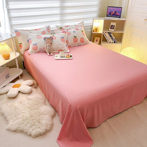 White Bunny Peach Flower Bedding Set-Kawaii Dream