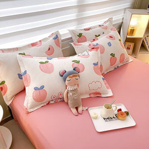 White Bunny Peach Flower Bedding Set-Kawaii Dream