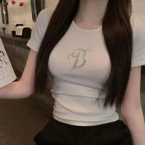 White Gray Winged Gem B Women's Tee-Kawaii Dream